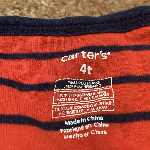 Carter's Red and Navy Striped Kids Footie - Picture 2 of 3